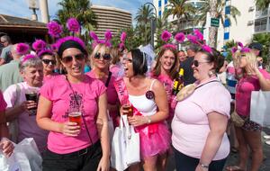 Tourists on a hen do in Benidorm